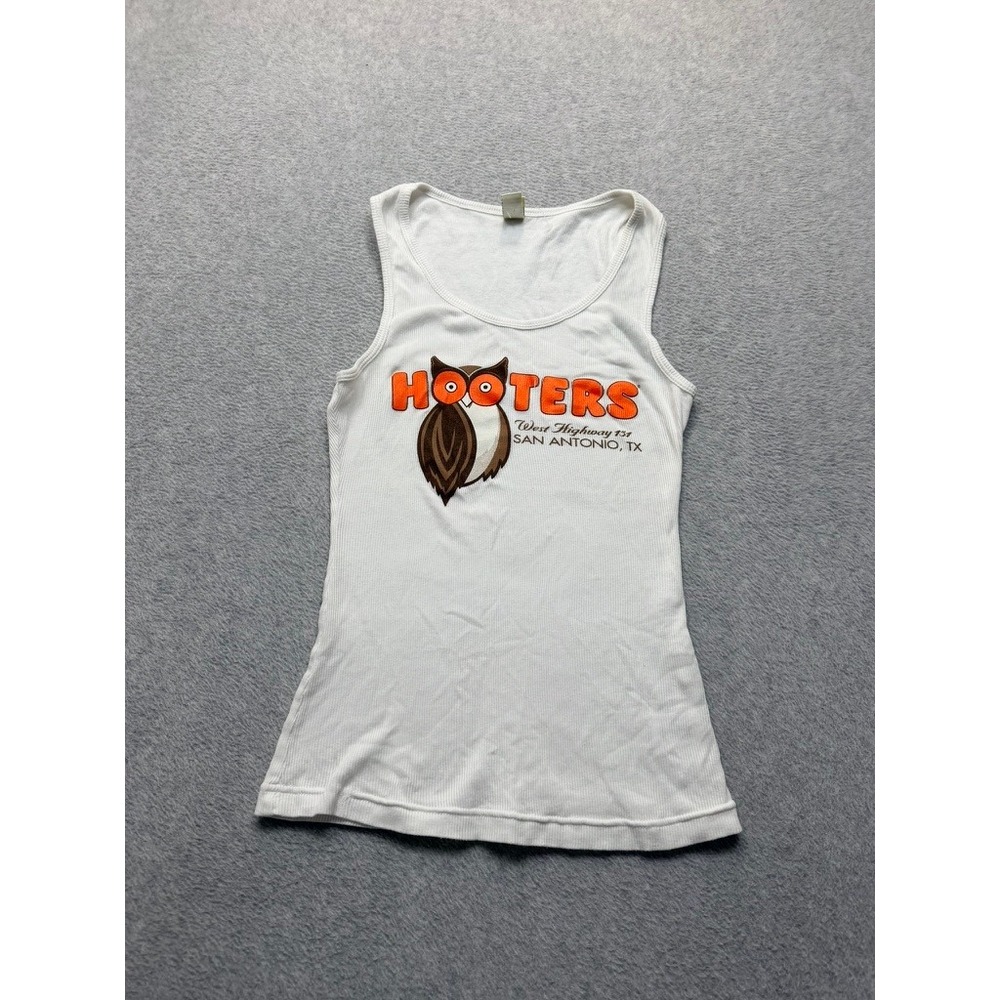 Hooters San Antonio TX Graphic Tank Top White Ribbed Cotton XL Womens